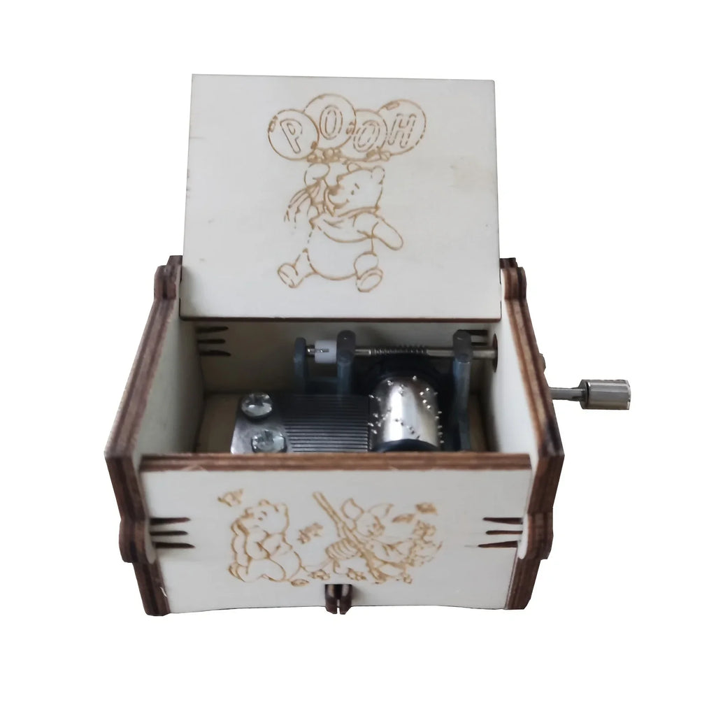 Merry Christmas Music Box Wooden Antique Carved Hand Cranked Classic Theme Music for Birthday Party Gifts Family Decoration