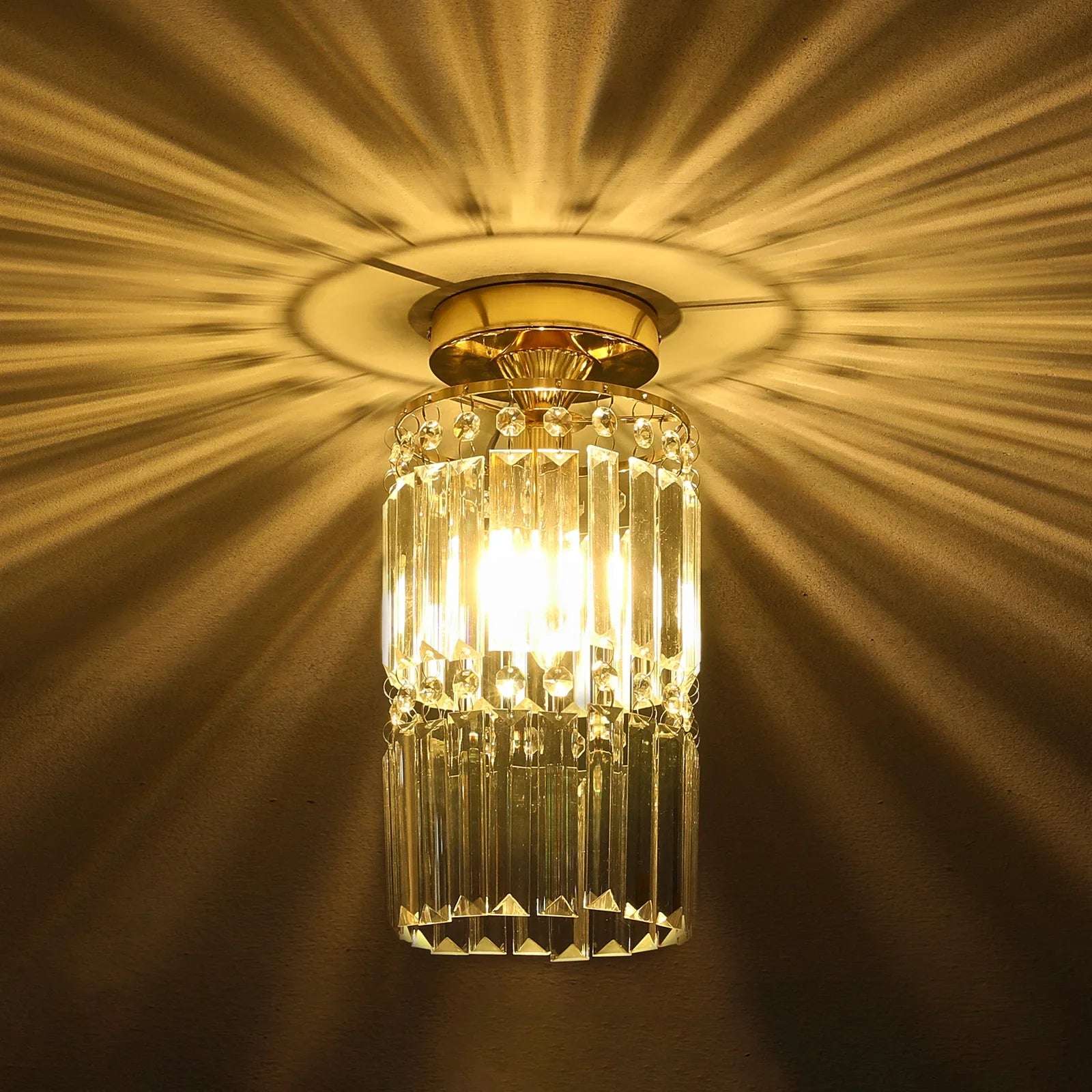 KOMORE Crystal Mount Ceiling Light 23cm /25cm / 30cm Dia for Living Room, Bedroom, Kitchen