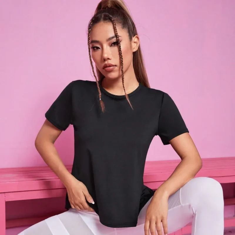Women Seamless Yoga T-Shirt Female Fitness Crop Top Workout Gym Training Shirts Athletic Short Sleeve Yoga T-Shirts Sportswear