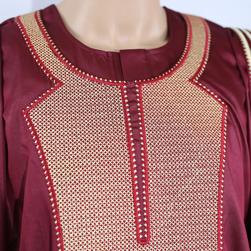 H&D African Agbada Suit For Men Embroidered Robes Dashiki Cover Shirt Pants 3 PCS Set Boubou Africain Homme Musulman Ensembles