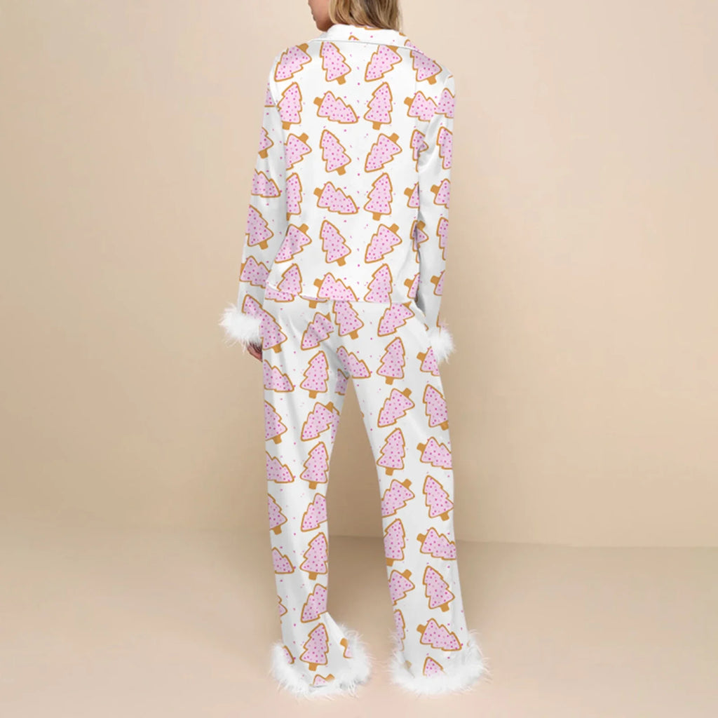 Women's Christmas Pajamas Set V-Neck Top with Pants 2-Piece