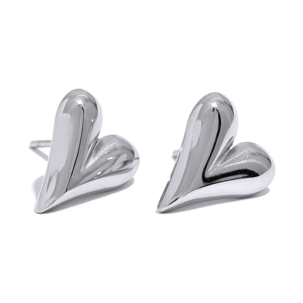 Yhpup Stainless Steel Chic Heart Huggie Hoop Earrings Charm Gold Color Tarnish Free Trendy Fashion Jewelry for Women Bijoux