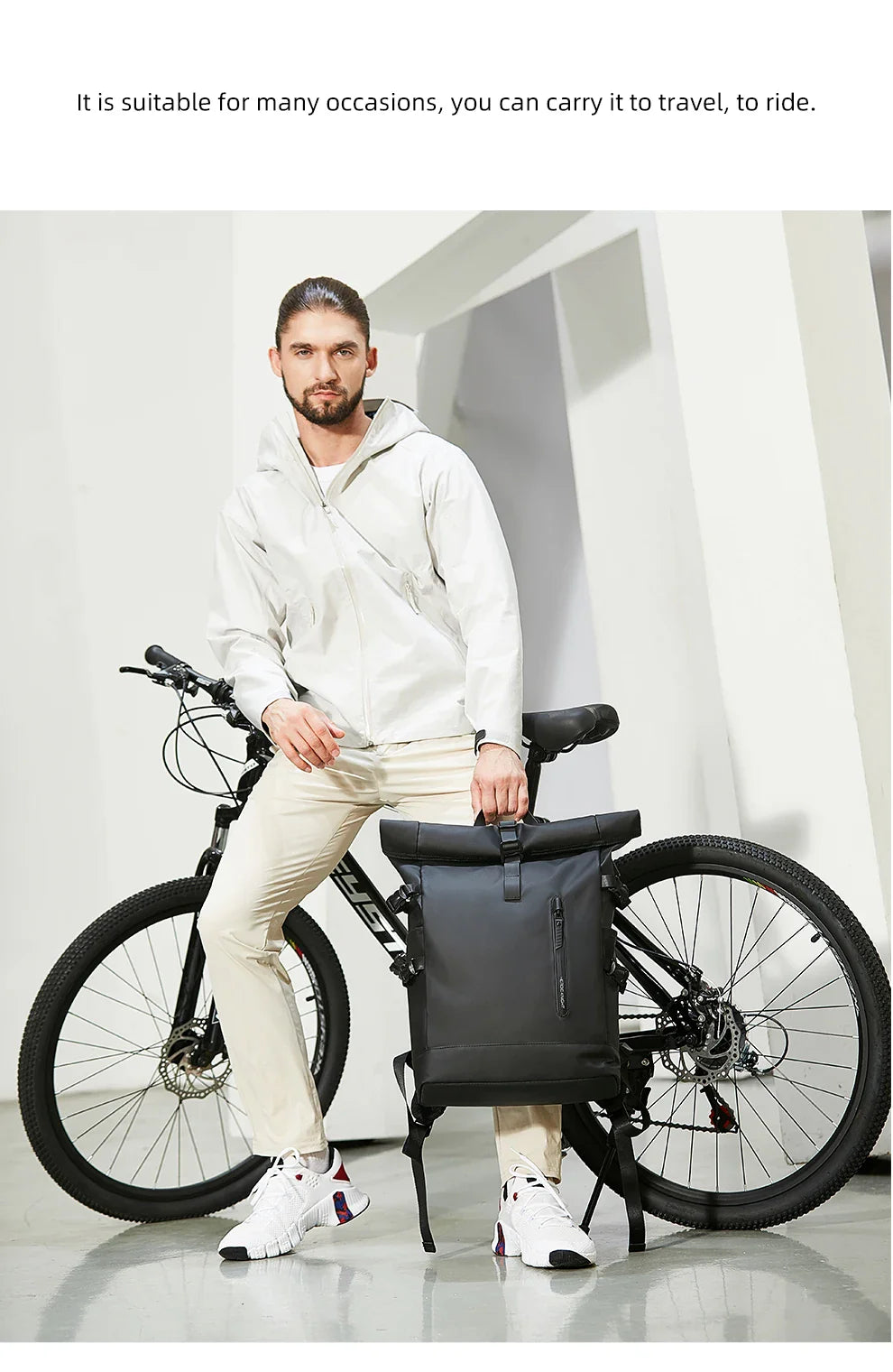 HK Expandable Travel Backpack Men Large Capacity Waterproof 15.6” Laptop Bag Hiking Rucksack Cycling Daypack Bag with USB Port