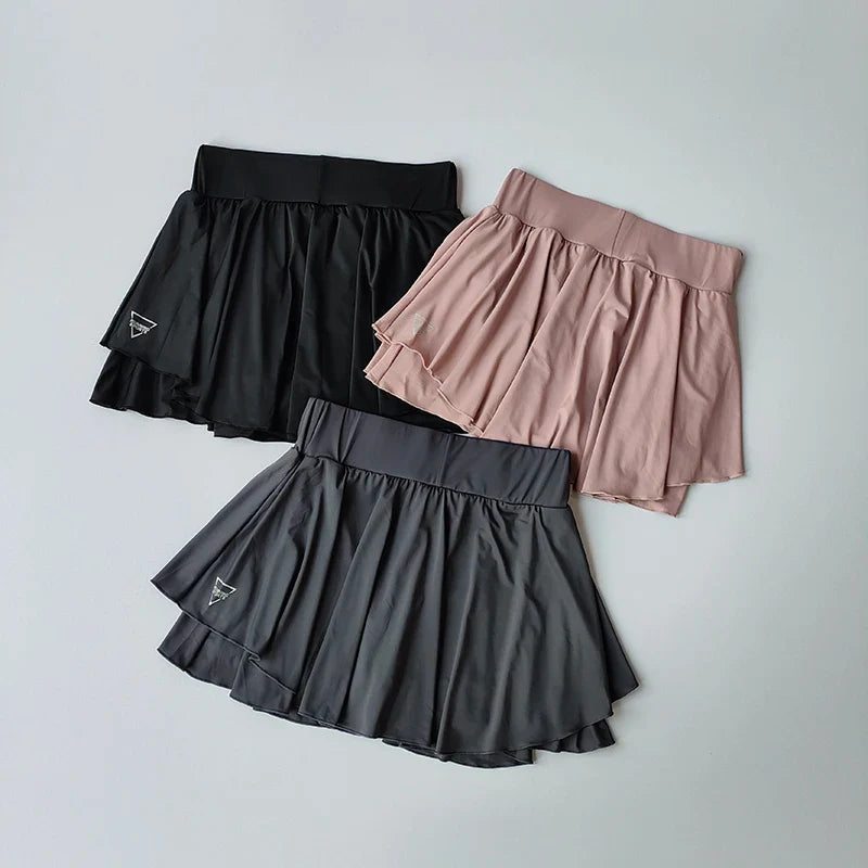 Sports Skirt Fake Two-Piece Running Skirt Womensummer Quick Drying Hip Covering Light Proof Breathable Tennis Yoga Skirt Pants
