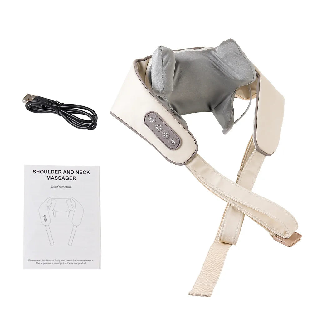 Wireless Neck And Back Massager Neck And Shoulder Kneading Massage Shawl Neck Cervical Relaxing Trapezius Massager