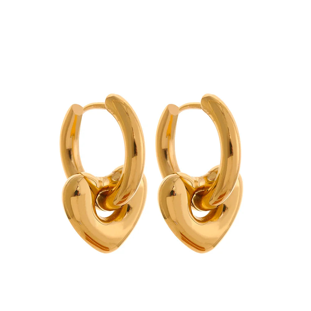 Yhpup Star Moon Heart Pendant Drop Hoop Huggie Earrings 18k Gold Plated Trendy Waterproof Stainless Steel Fashion Charm Jewelry