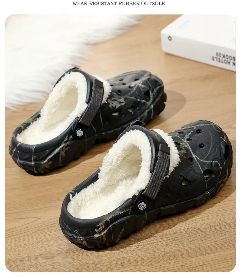 YRZL Winter Colgs Slippers Men's Shoes Men Beach Working Garden Shoe Home Soft Plush Slippers Bedroom Fuzzy Shoes Indoor Outdoor