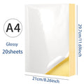 20 Sheets A4 White/Kraft Printable Sticker Self Adhesive Sticker Label Matte glossy Paper Sheet for Laser Inkjet Printer Copier