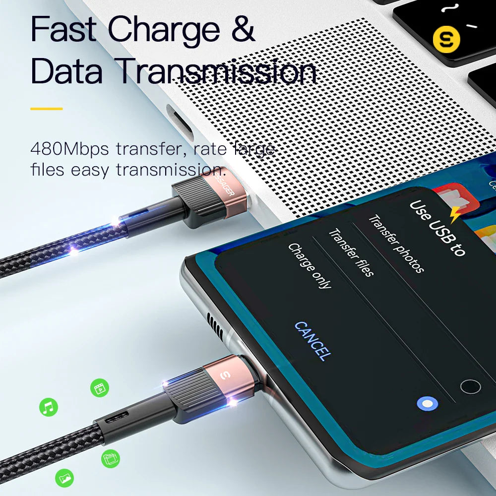 Essager 7A USB Type C Cable 100W For Realme Huawei P30 Pro 66W Fast Charging Wire USB-C Charger Data Cord Samsung Oneplus Poco