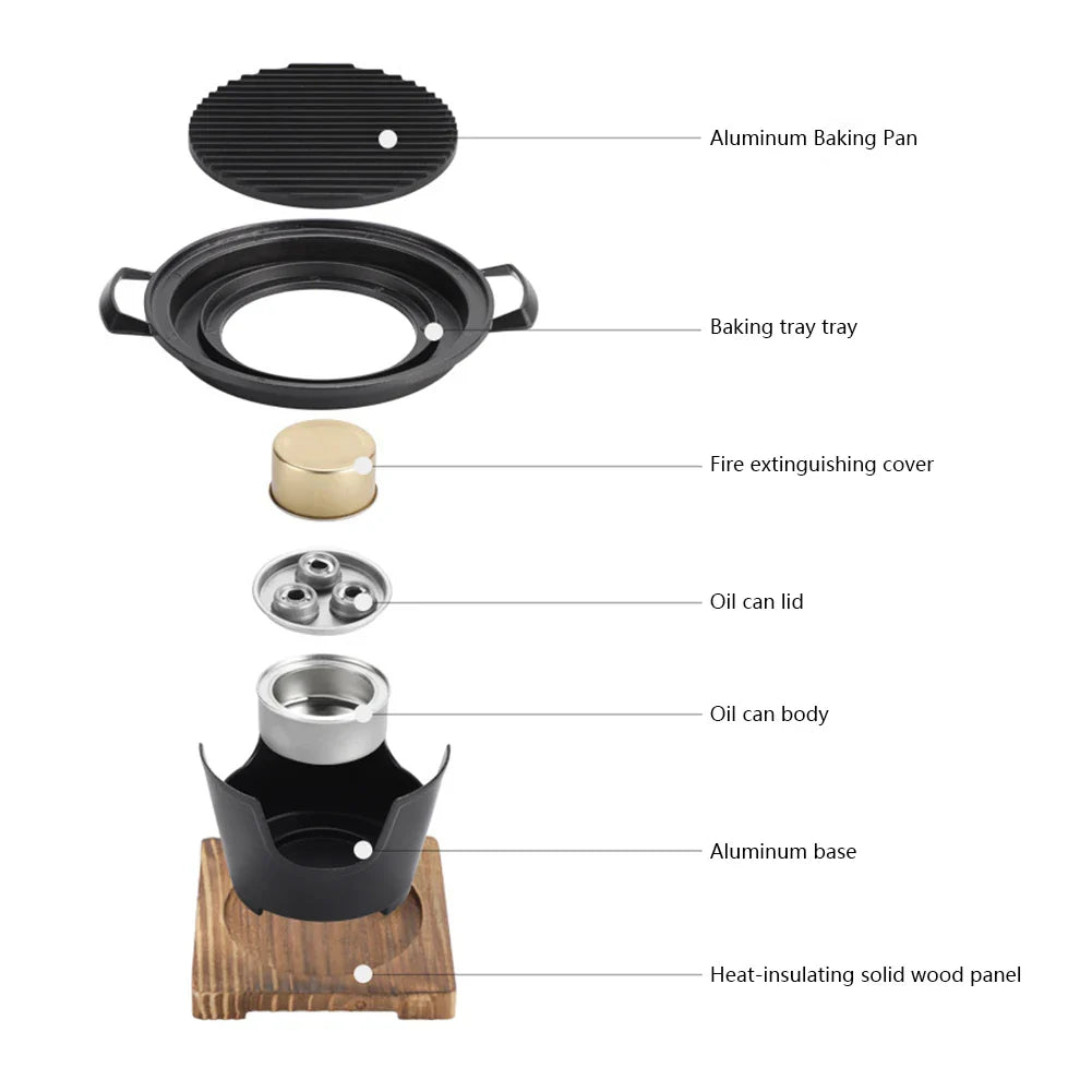 Mini Barbecue Stove Detachable Japanese Alcohol Stove Non-stick BBQ Grill Furnace Roasting Meat Tool for Picnic Camping Stove