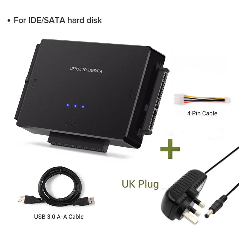 SATA/IDE to USB 3.0 Adapter Hard Drive Adapter Cable Converter for 2.5/3.5 Inch SATA and IDE HDD Support 6TB For PC Macbook