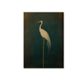 Japanese Crane Canvas Print – Elegant Green & White Bird Wall Art (Unframed)