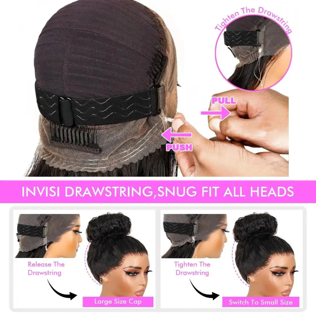 250% 18-36 Inch Invisi Strap 360 Full Lace Wig Water Deep Curly 100% Human Hair Adjustable Drawstring Hd Lace 360 Glueless Wig
