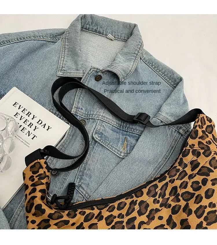 Leopard Print Crossbody Bags for Women Corduroy Casual Shoulder Tote Bags Ladies Sac A Main Femme Designer Luxury Handbags 2024