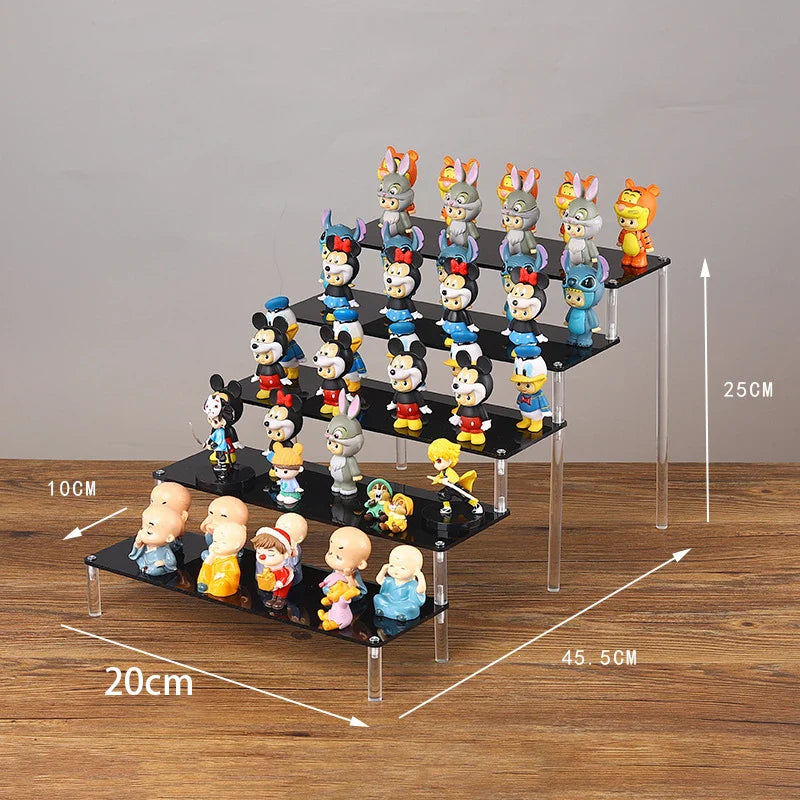 Acrylic Riser Display Stand Perfume Organizer Shelves for Amiibo Funko Figures Toys Cupcake Desserts Collection Cosmetic Jewelry