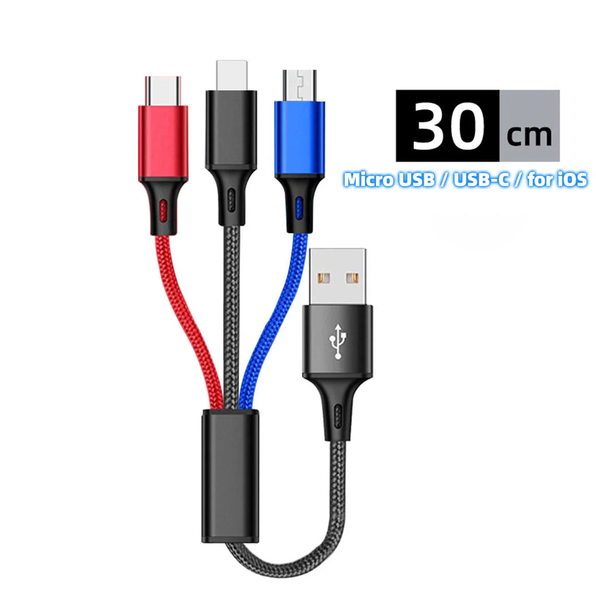 3 In 1 Fast Charging Cord For iPhone Huawei Micro USB Type C Charger Cable 1.2m Multi Usb Port Multiple Usb Charging Cord