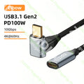 USB C to USB Type C 3.1 Gen2 10Gbps Thunderbolt 3 4K@60Hz Cable PD100W 5A Fast Charging Cable For MacBook Pro Steam Deck Samsung