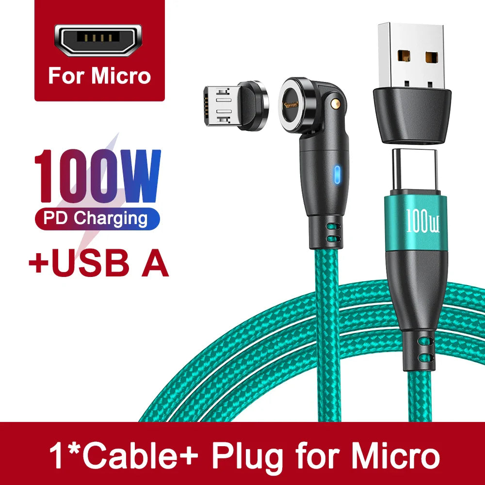 AUFU 100W Magnetic USB Type C Cable 5A Fast Charging Micro Type C Cable For Macbook Samsung for iPhone Magnet Charger Wire Cord