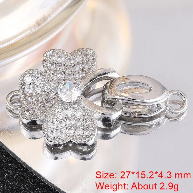 Juya Handmade 18K Gold Silver Plated Fastener Bail Connector Clasps Accessories For Needlework Pearls Beads Jewelry Making