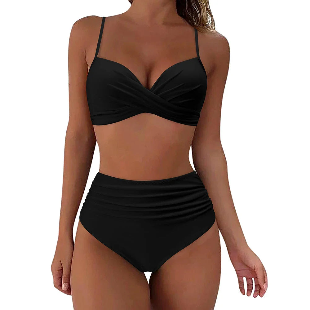 Vintage High Waist Bikinis 2025 Women Push Up Swimwear Printed Swimsuit Female Beachwear Summer Bathers Bathing Suit Swimming