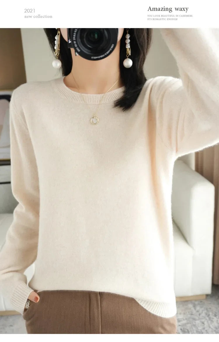 Women Sweater O-neck Autumn Winter BasicPullover Warm Casual Pulls Jumpers Korean FashionSpring Knitwear Bottoming Shirt 2023