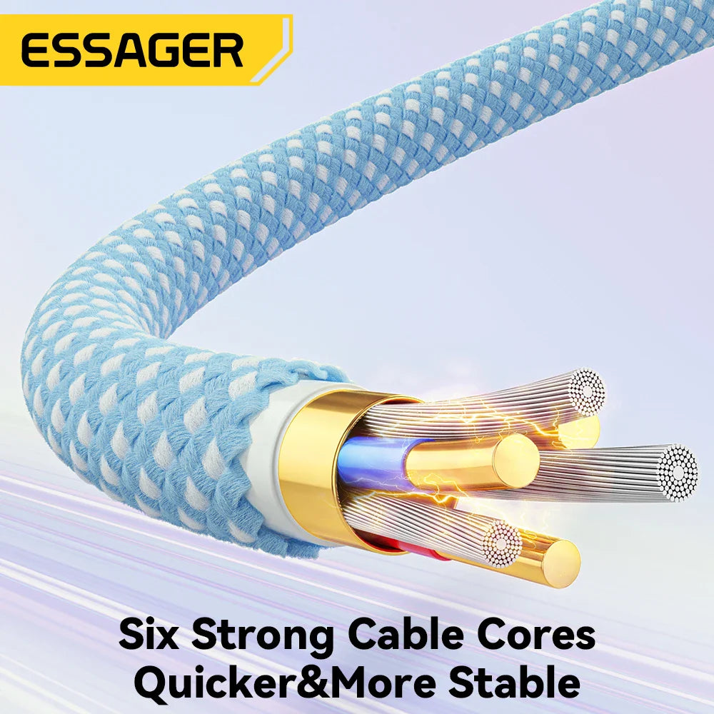 Essager 7A 100W USB Type C Cable For Huawei Honor 88W PD Fast Charging Charger USB A Data Cord Cable For Xiaomi Oneplus Samsung