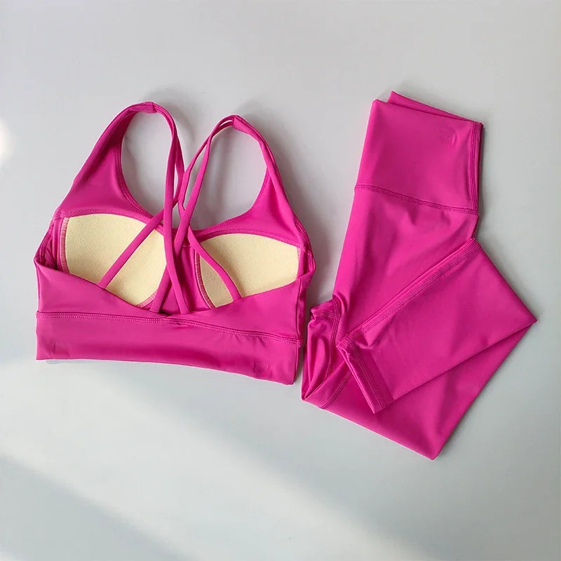 Yoga Suit Women High-end Sports Bras Leggings Slimming Hip Lifting Sports Fitness Bras and Leggings Tank Top Breathable Set