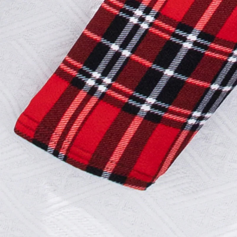 Winter Girls Three Piece Set Cute Warm Plaid Printed Jacket Long Sleeved Pants Princess Style Birthday Party Dress