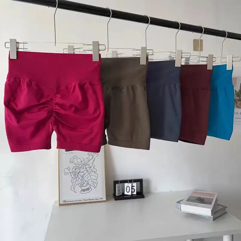 Summer High-Waist Women's Yoga Shorts Breathable Fitness Butt Lift Sports Running Shorts Cycling Push-Up Workout Gym Shorts