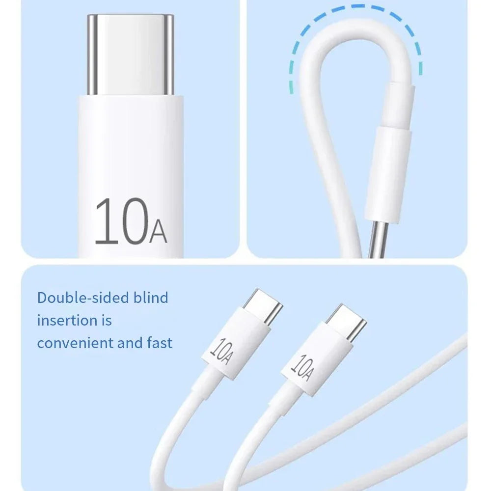 120W Super Fast Charging Cable USB 10A Type C USB-C Phone Data Cord For Huawei P40 P30 Iphone 15Xiaomi 14 Redmi 13 12 Cable New