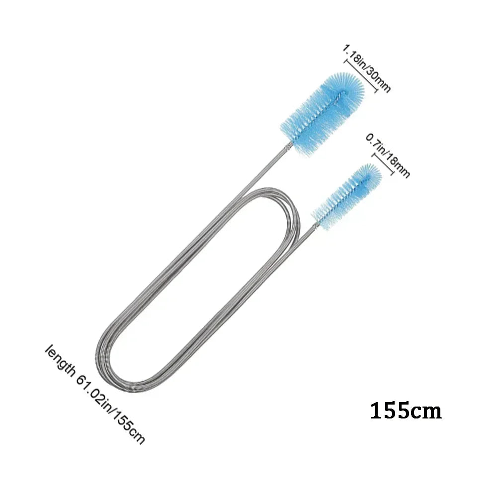 Aquarium Cleaning Brush for Water Filter Pump Lily Pipe Air Tube Hose Stainless Steel Fish Tank Brush Water Pump Accessories