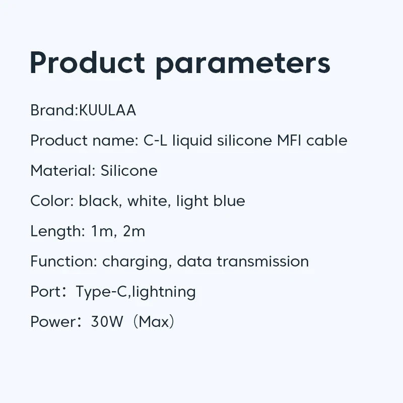 KUULAA USB C to Lightning MFi Cable for iPhone Fast Charging Cable PD 30W USB Type C For iPhone 14 13 12 11 Pro Max X XS XR 8