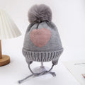 Cute Pompom Baby Turban Hats Heart Knitted Caps Boys Girls Beanies 0-3T Autumn Winter Kids Headwraps Bonnets Hair Accessories