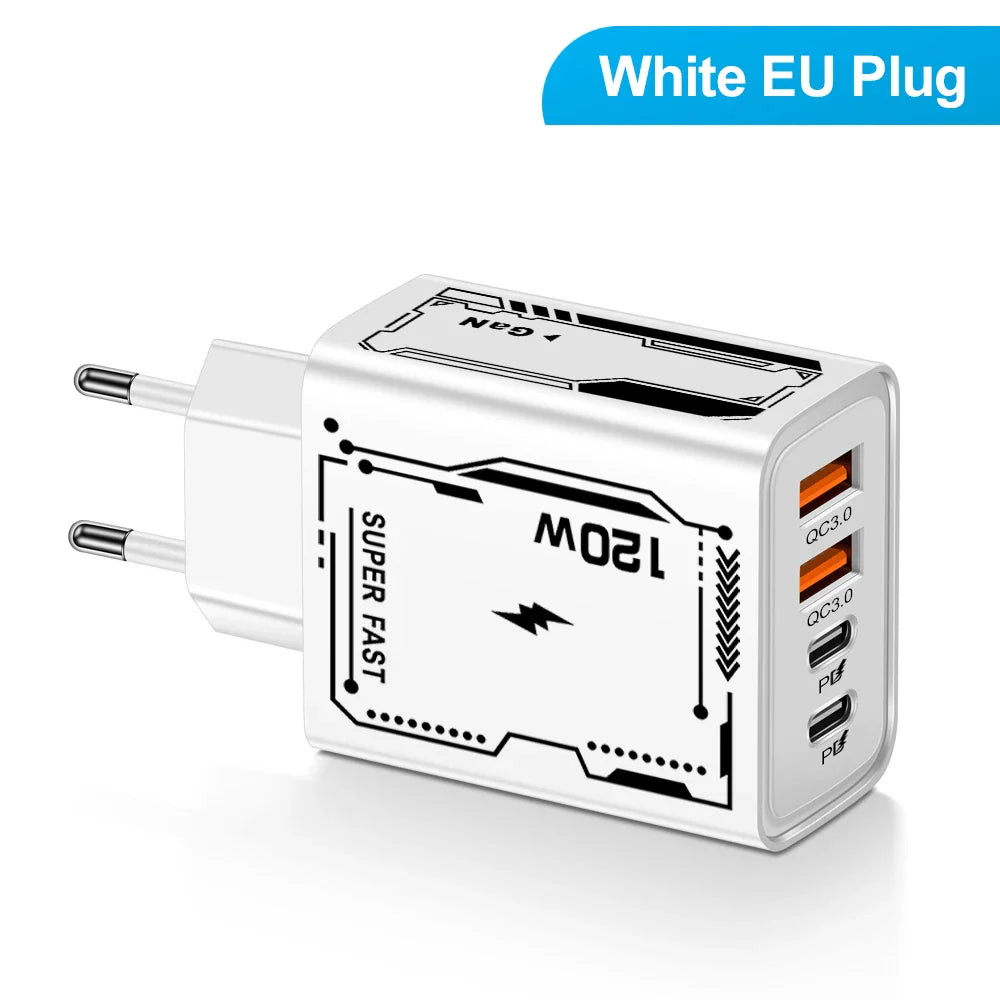 4 Port 2 USB 2 Type Multi Port Wall Charger USB PD Adapter For Xiaomi iPhone 13 12 for Samsung Mobile Phone Plug Charging