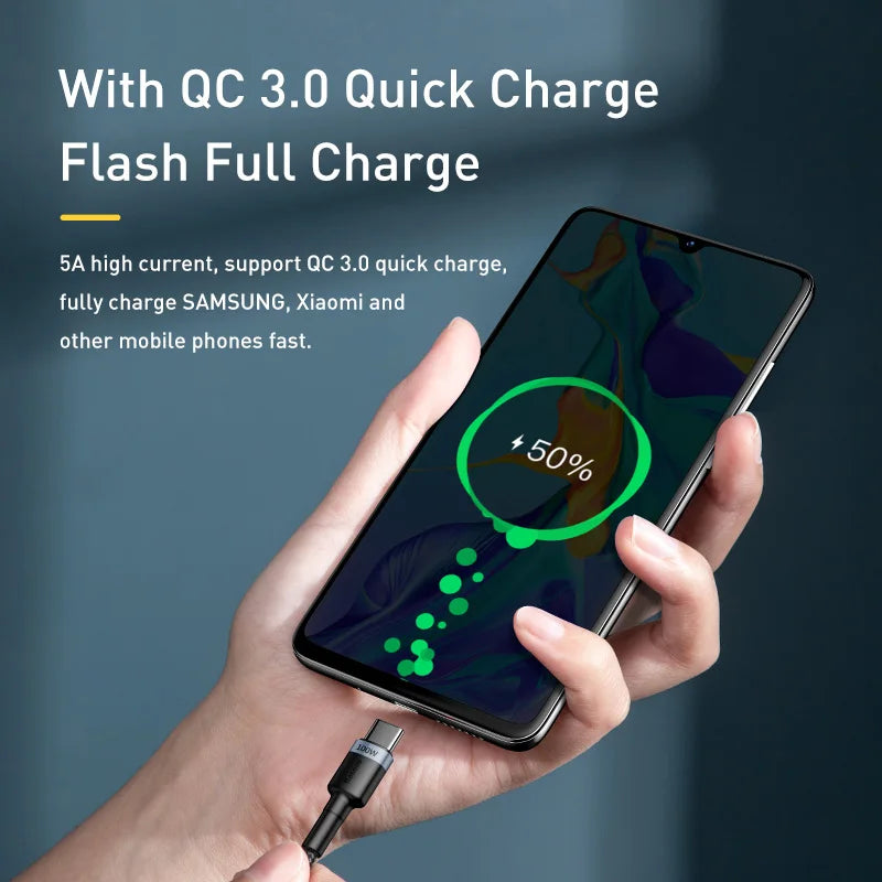 Baseus 100W USB C To USB Type C Cable USBC PD Fast Charging Cord USB-C TypeC Cable For iPhone 16 15 Pro Max Macbook Samsung POCO