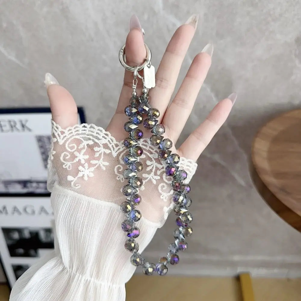 Colorful Mobile Phone Lanyard Chain Stylish Glitter Crystal Bead Pendant Keychain Jewelry Bag Accessories Sparkle Key Chains
