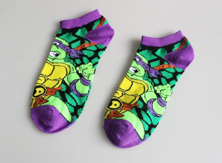 Teenage Mutant Ninja Turtles TMNT Socks Cartoon Women Men Anime Cute Socks Short Cotton Blends Low Cut Ankle Boat Socks Summer