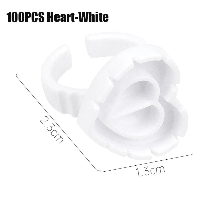 50/100Pcs Wholesale Disposable Eyelash Glue Fan Cup Rings Holder Container Tattoo Pigment Eyelash Extension Tools Lash Supplies