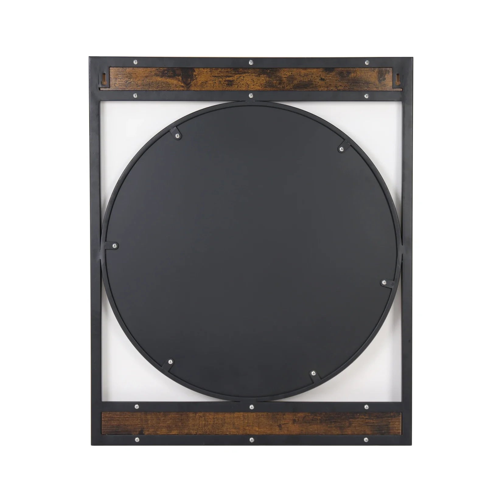 63x76CM Industrial Metal Wood Frame Wall Mounted Mirror Bathroom Living Room Decorative Mirror