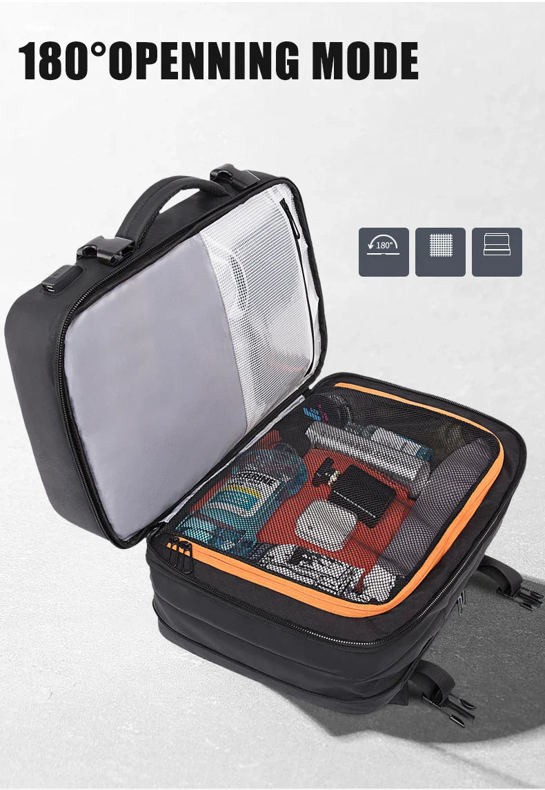 BANGE Aesthetic Men Business Backpack School Expandable USB Bag, Large Capacity 17.3 Laptop Waterproof Fashion Travel Backpack