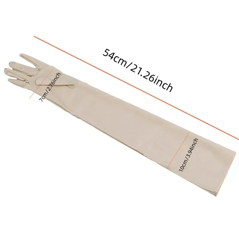 Long Satin Gloves for Women, Mittens, Monochromatic, Women's Fashion, Evening and Prom Costume, Autumn and Winter