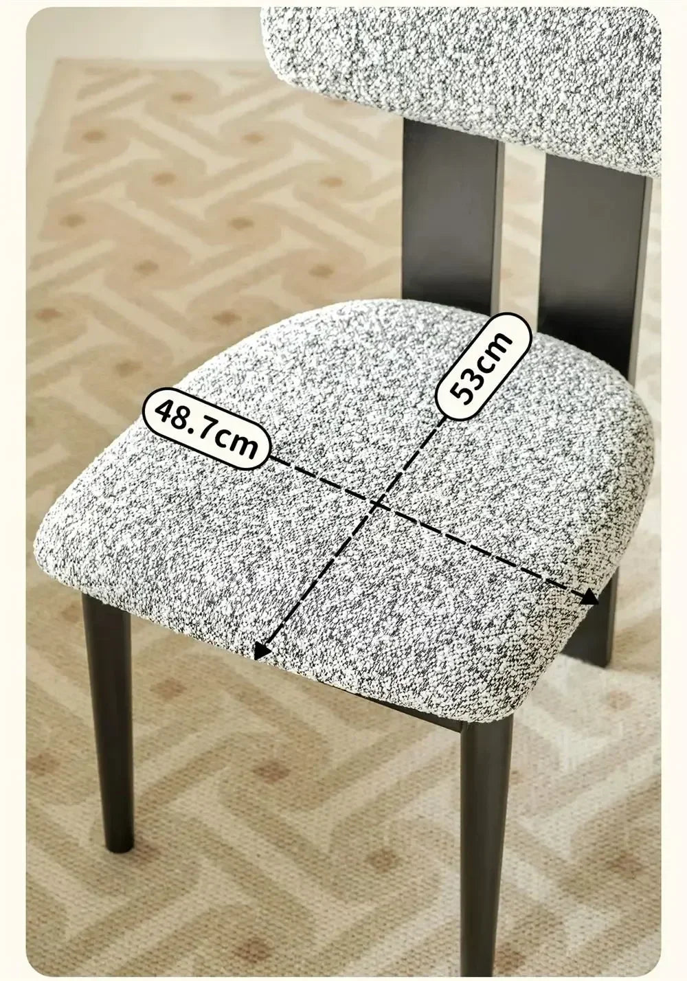 Modern Bouclé Dining Chair with Padded Backrest – Accent Chair