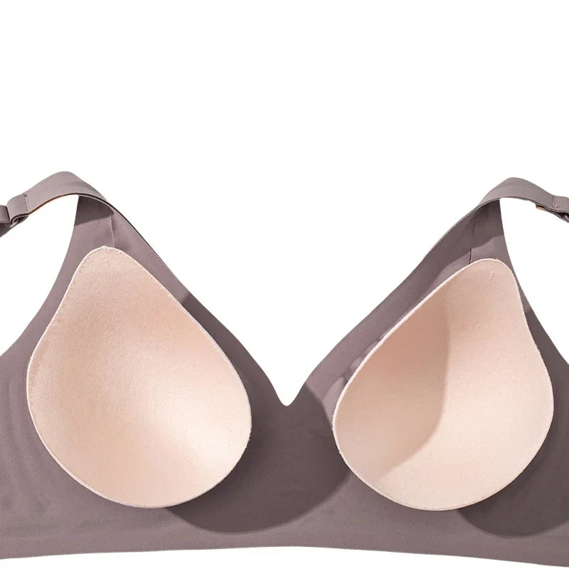 Sexy Seamless Bras For Women Wire Free Push Up Brassiere V Neck Bralette Women's Glossy Soft Underwear Female Lingerie Intimates