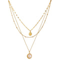 Yhpup Bohemian Round Pendant Stainless Steel Necklace Chain Exquisite Metal Texture Collar Women Necklace бижутерия Office Gift