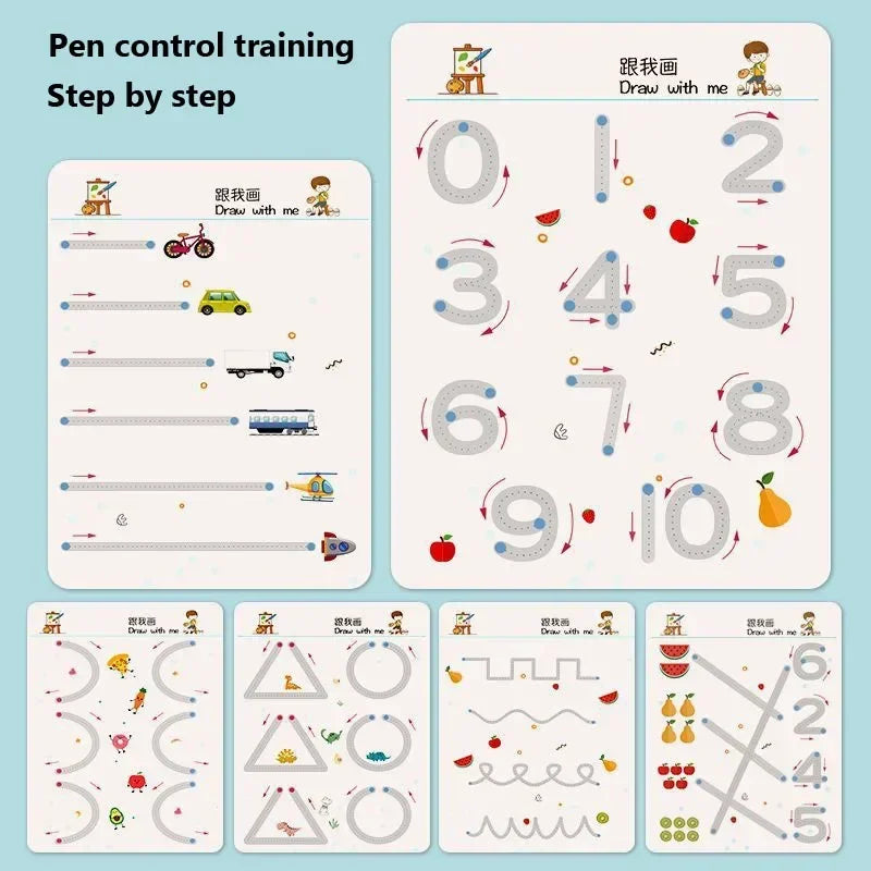 Magical Tracing Workbook Educational Montessori Books for Children Pen Control Training Reusable Calligraphy Copybook for Kids