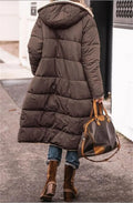 Winter Hooded Quilted Women's Solid Reversible Long Sleeve Thick