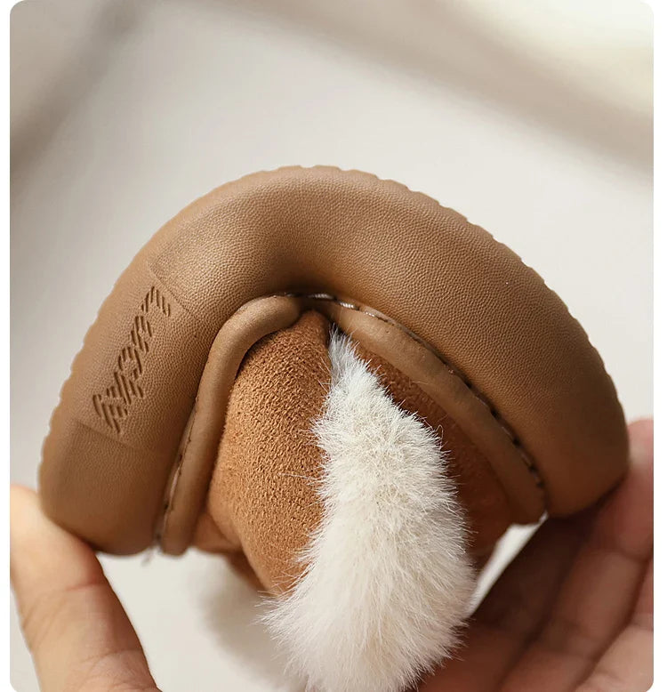 Unisex Cute Winter Boots for Toddlers Faux Fur Thick Warm Velvet Slip-On Baby Snow Footwear 1-3 Years Anti-Slippery PU Leather