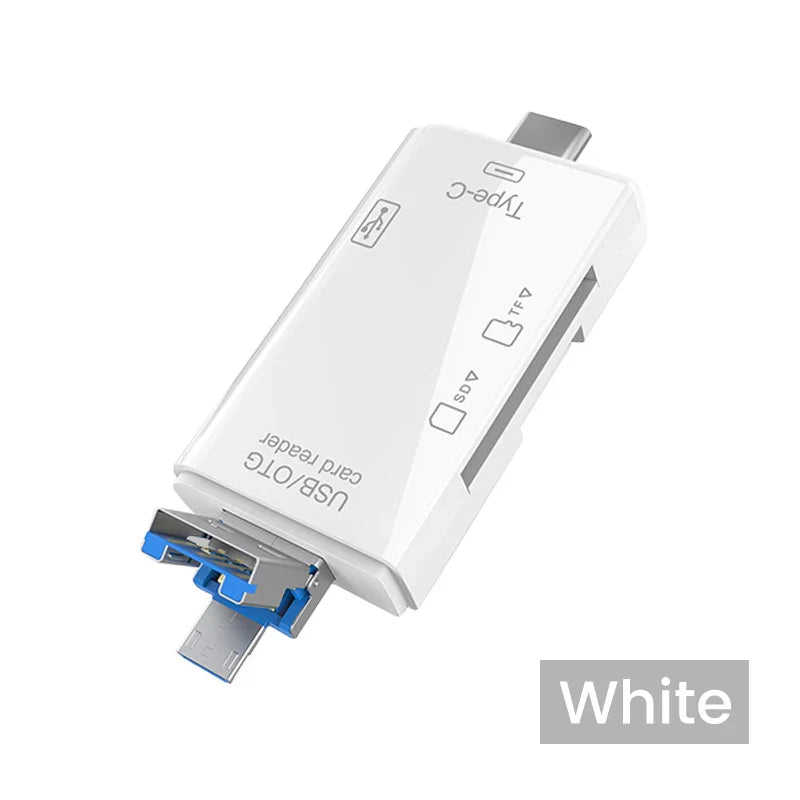 Multifunction 6 in 1 OTG SD Card Reader USB2.0 Type-C/TF/SD Memory Card Smart Cardreader for Laptop Accessories Adapter