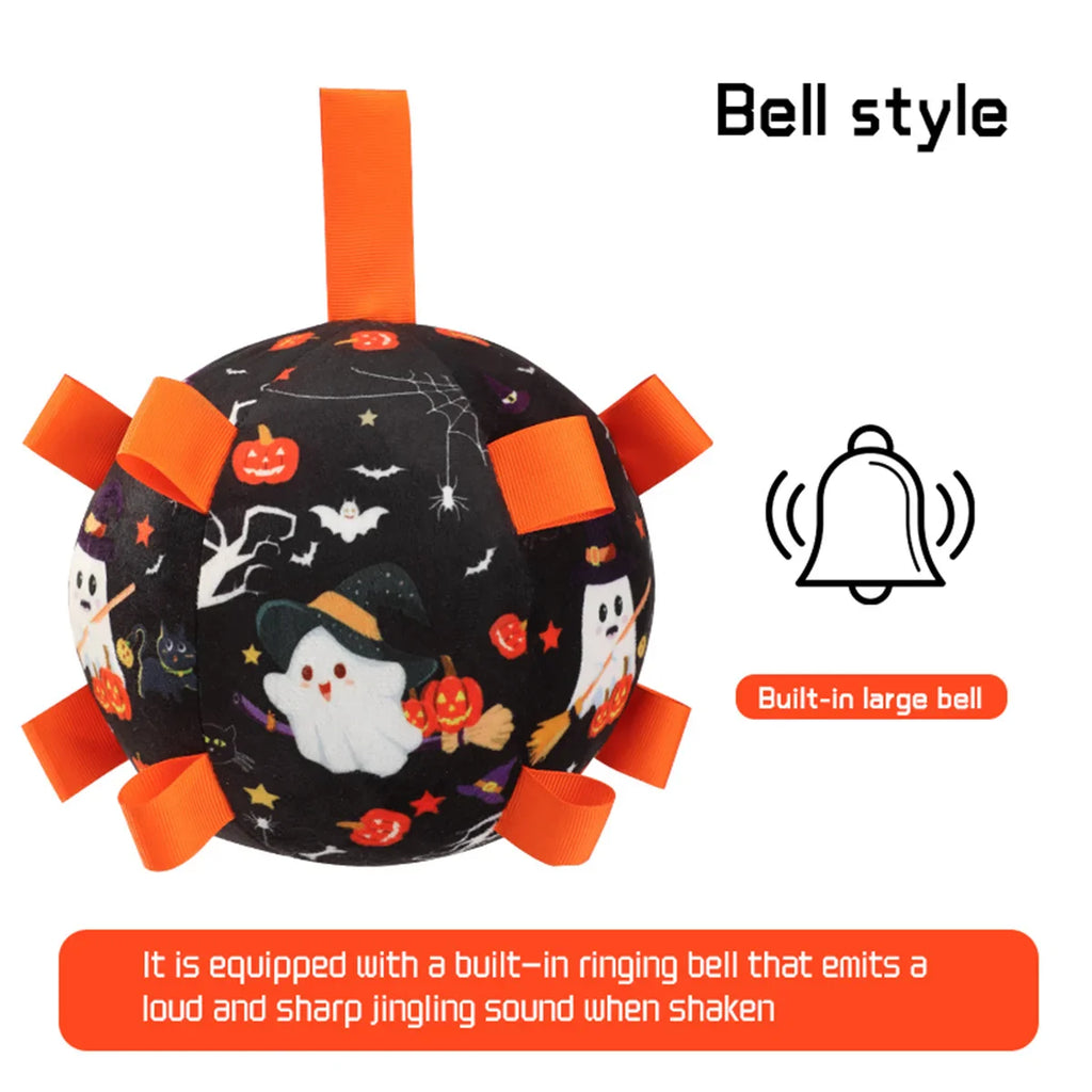 Interactive Dog Bell Ball Toy – Soft Fleece Training & Play Football