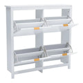 Livingandhome Flip Down Wood Shoe Cabinet in White for Hallway, Mudroom or Entryway